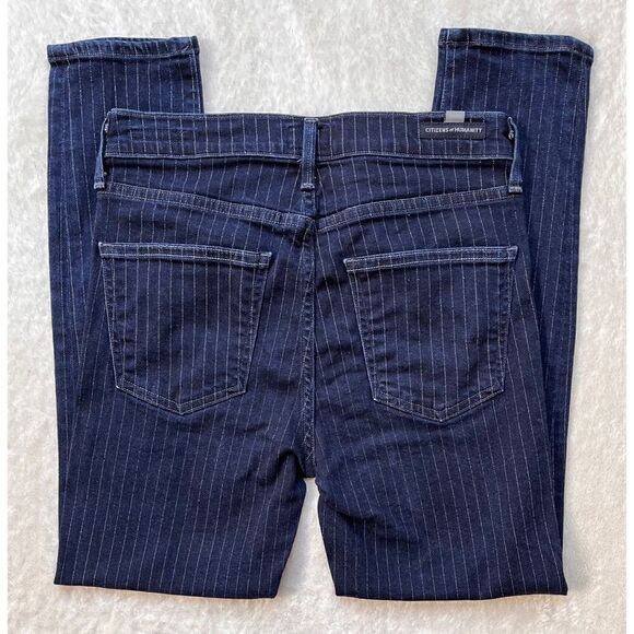 Citizens of Humanity COH Blue Pinstripe Rocket Crop High Rise Skinny Jeans - Picture 16 of 16